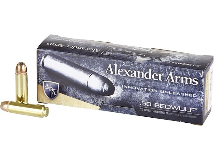 Alexander Arms 50 Beowulf Ammo 350 Grain Hornady XTP Jacketed Hollow Point Box of 20