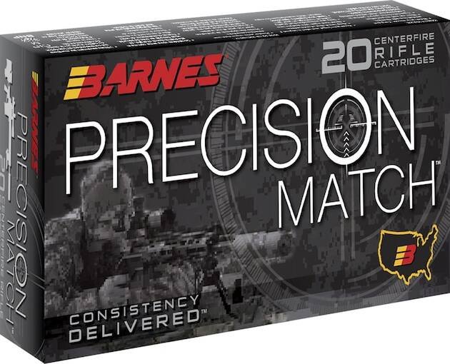Barnes Precision Match 5.56x45mm NATO Ammo 69 Grain Barnes Open Tip Match Jacketed Hollow Point