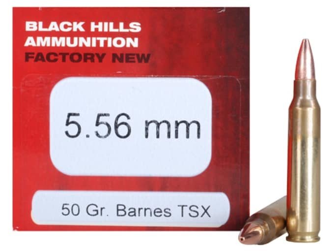 Black Hills 5.56x45mm NATO Ammo 50 Grain Barnes Triple-Shock X Solid Hollow Point Lead Free
