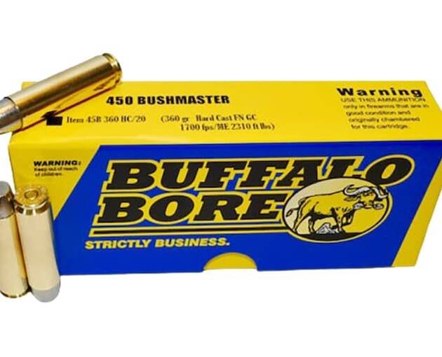 Buffalo Bore 450 Bushmaster Ammo 360 Grain Hard Cast Lead Flat Nose Gas Check