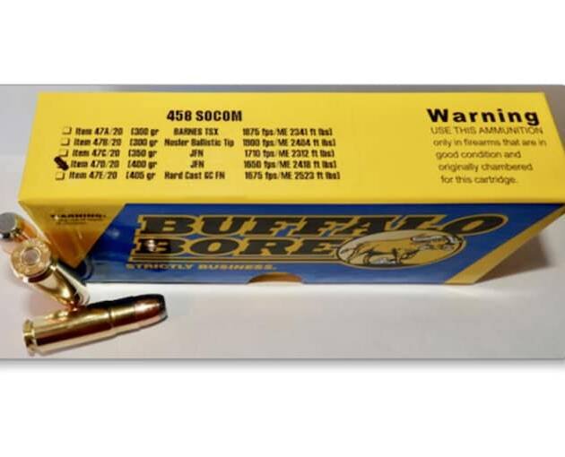 Buffalo Bore 458 Socom Ammo 400 Grain Jacketed Flat Nose