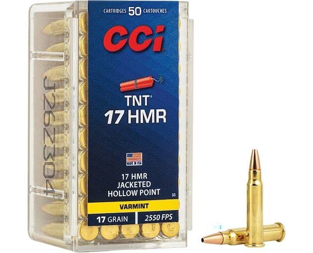CCI 17 Hornady Magnum Rimfire (HMR) Ammo 17 Grain Jacketed Hollow Point