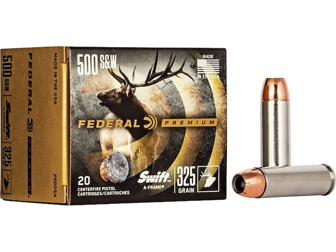 Federal Premium 500 S&W Magnum Ammo 325 Grain Swift A-Frame Bonded Jacketed Hollow Point