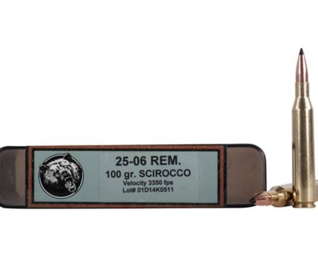 Grizzly Cartridge Trophy Grade 25-06 Remington 100 Grain Swift Scirocco II Polymer Tip Boat Tail