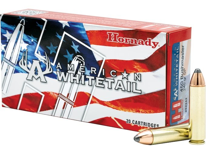 Hornady American Whitetail 450 Bushmaster Ammo 245 Grain Hornady Interlock Jacketed Soft Point Box of 20