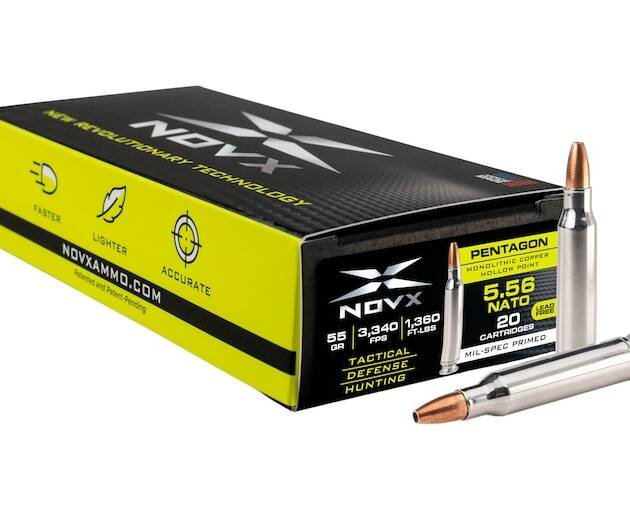 NovX Pentagon 5.56x45mm NATO Ammo 55 Grain Solid Hollow Point Lead Free