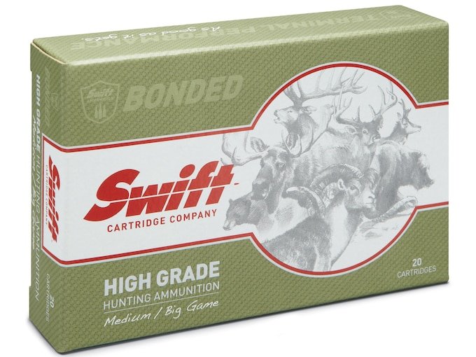 Swift High Grade Big Game Hunting 338 Winchester Magnum Ammo 250 Grain Swift A-Frame Bonded Round Nose