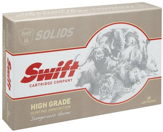 Swift High Grade Dangerous Game Hunting 375 Ruger Ammo 300 Grain Swift Break-Away Solid Polymer Tip Box