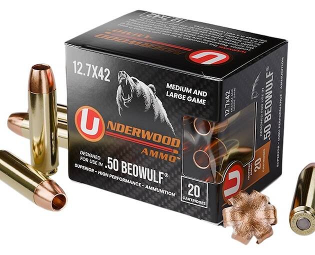 Underwood 50 Beowulf Ammo 275 Grain Barnes XPB Solid Hollow Point Lead Free