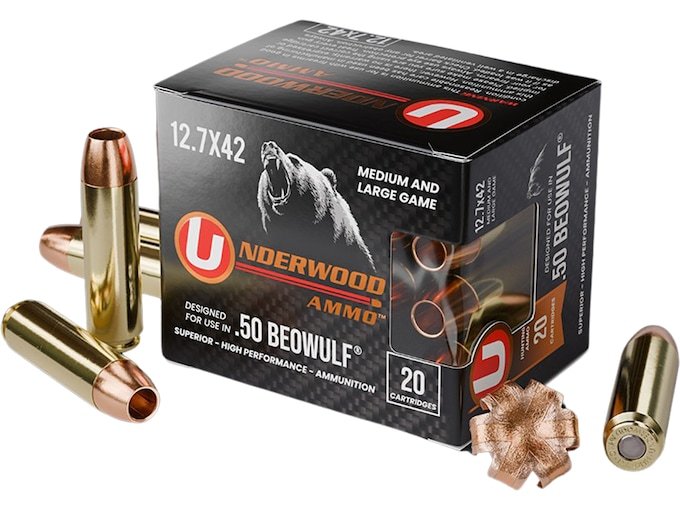 Underwood 50 Beowulf Ammo 275 Grain Barnes XPB Solid Hollow Point Lead Free