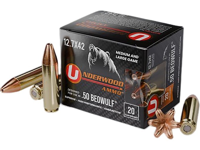 Underwood 50 Beowulf Ammo 375 Grain Barnes XPB Solid Hollow Point Lead Free