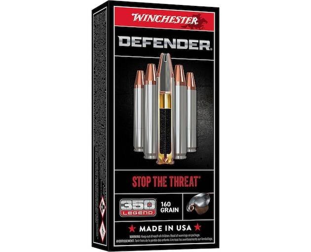 Winchester Defender 350 Legend Ammo 160 Grain Bonded Jacketed Hollow Point