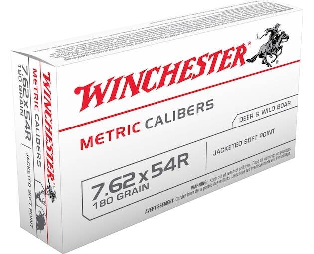 Winchester USA 7.62x54mm Rimmed Russian Ammo 180 Grain Jacketed Soft Point
