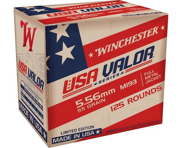 Winchester USA Valor 5.56x45mm NATO Ammo Grain Full Metal Jacket
