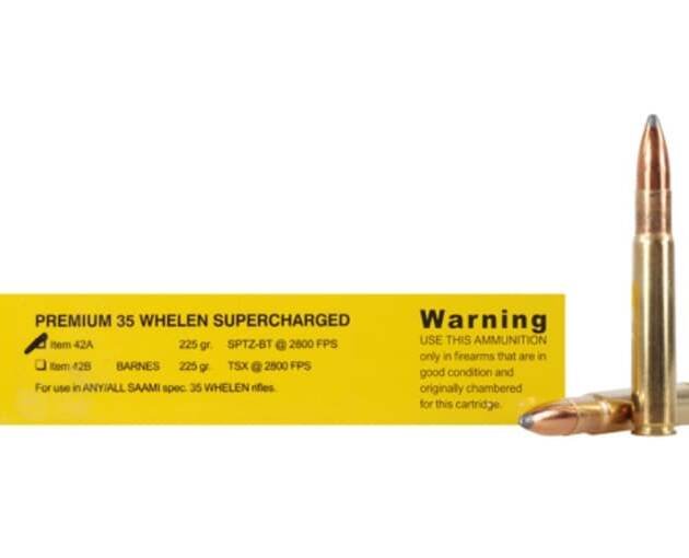 Buffalo Bore Supercharged 35 Whelen Ammo 225 Grain Jacketed Soft Point