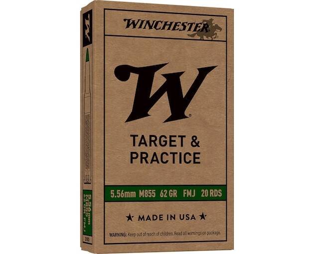 Winchester M855 SS109 5.56x45mm NATO Ammo 62 Grain Penetrator Full Metal Jacket