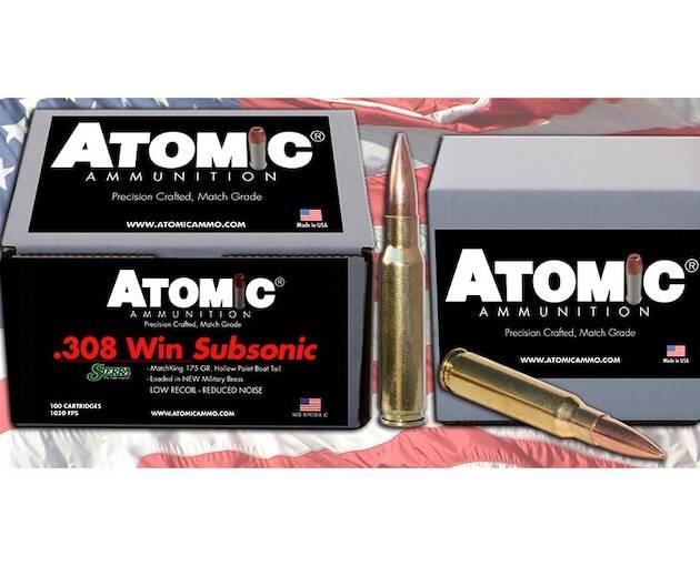 Atomic Match Subsonic 308 Winchester Ammo 175 Grain Jacketed Hollow Point Box of 500