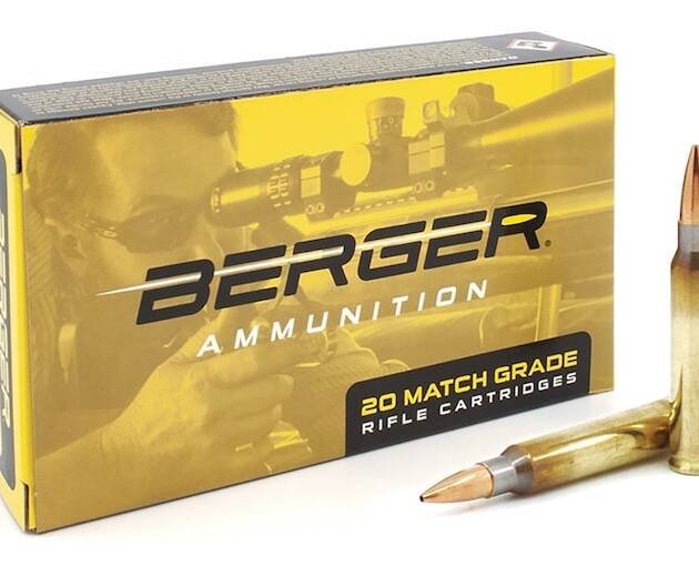 Berger Match Grade 223 Remington Ammo 73 Grain Berger Target Jacketed Hollow Point Box of 500