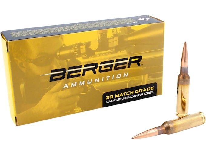 Berger Match Grade 6.5 Creedmoor Ammo 144 Grain Berger Hybrid Target Jacketed Hollow Point Box of 500