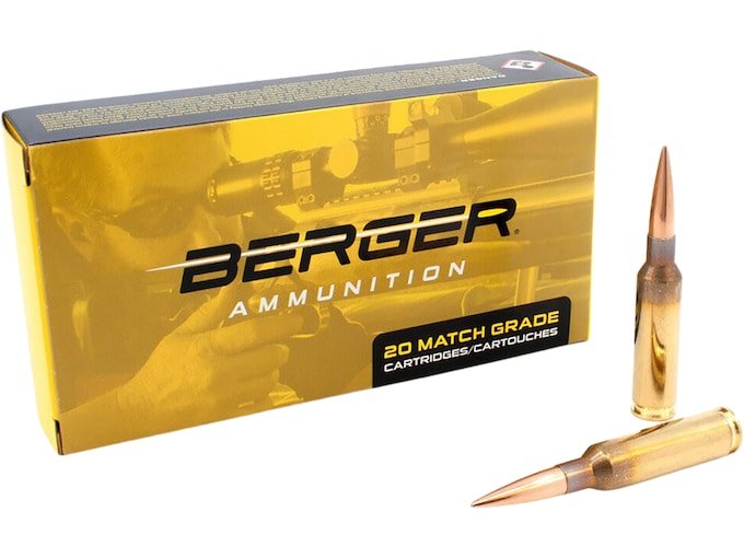 Berger Match Grade 6.5 Creedmoor Ammo 153.5 Grain Berger Hybrid Target Jacketed Hollow Point Box of 500