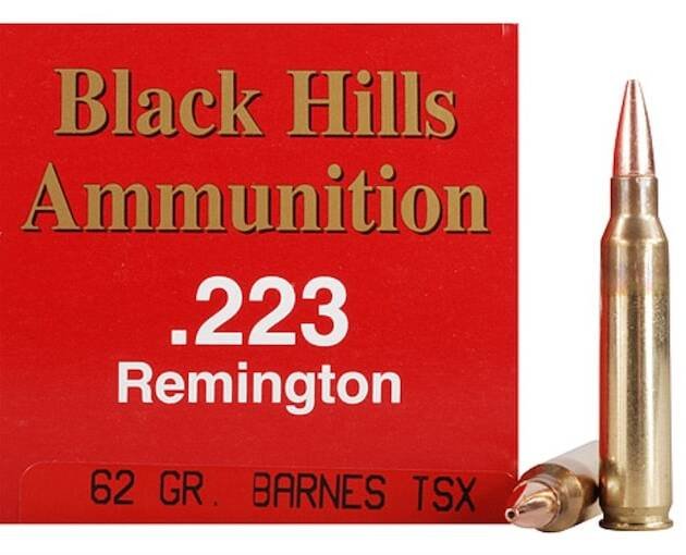 Black Hills 223 Remington Ammo 62 Grain Barnes Triple-Shock X Solid Hollow Point Lead Free Box of 500