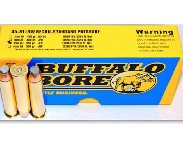 Buffalo Bore 45-70 Government Ammo 350 Grain Jacketed Flat Nose Low Recoil Box of 300