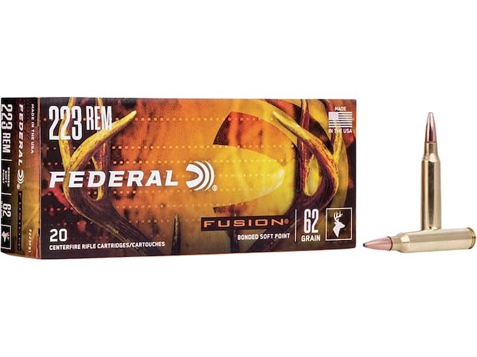 Federal Fusion 223 Remington Ammo 62 Grain Bonded Round Nose Box of 500