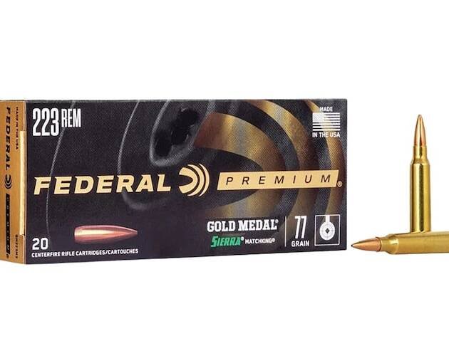 Federal Premium Gold Medal 223 Remington Ammo 77 Grain Sierra MatchKing Jacketed Hollow Point Box of 500
