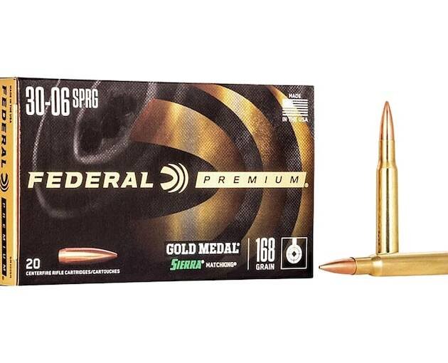 Federal Premium Gold Medal 30-06 Springfield Ammo 168 Grain Sierra MatchKing Jacketed Hollow Point Box of 500
