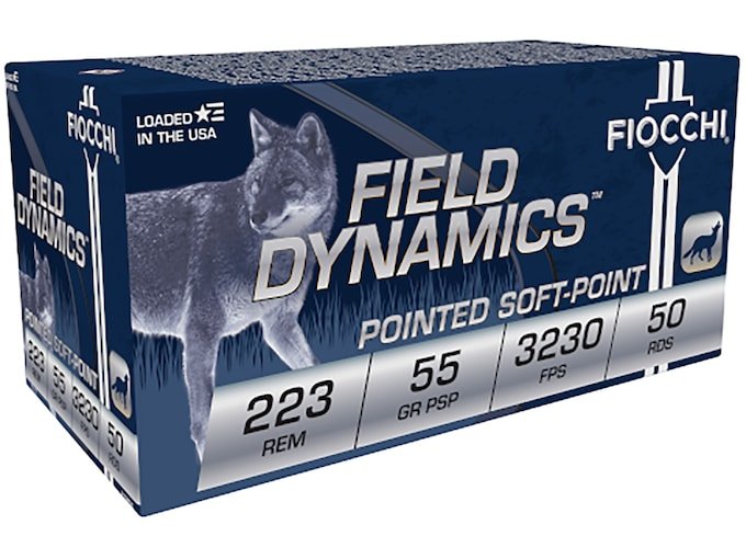 Fiocchi Field Dynamics 223 Remington Ammo 55 Grain Jacketed Soft Point Box of 1000