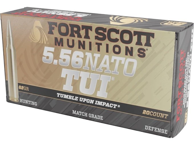 Fort Scott Munitions TUI Brass 5.56x45mm NATO Ammo 62 Grain Solid Lead Free Box of 500