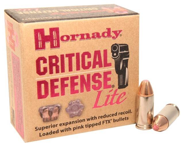 Hornady Critical Defense Lite 9mm Luger Ammo 100 Grain Hornady FTX Polymer Tip Box of 500