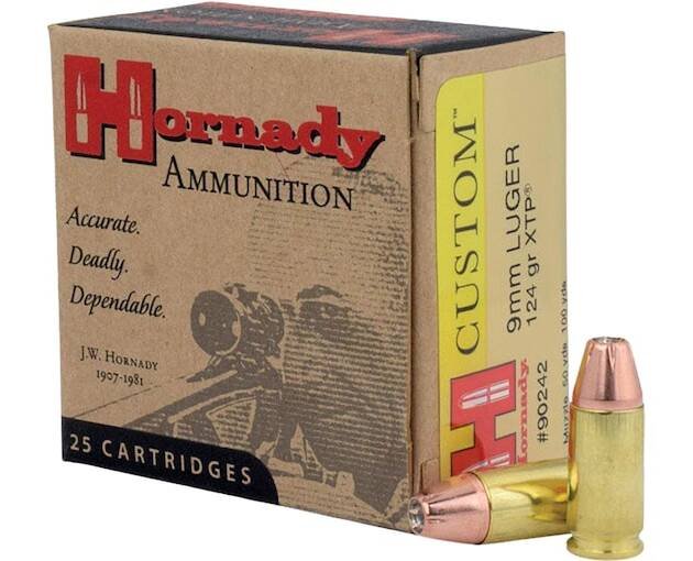 Hornady Custom 9mm Luger Ammo 124 Grain Hornady XTP Jacketed Hollow Point Box of 500
