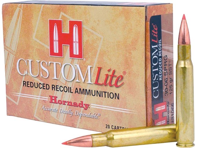 Hornady Custom Lite 30-06 Springfield Ammo 125 Grain Hornady SST (Super Shock Tip) Polymer Tip Box of 500
