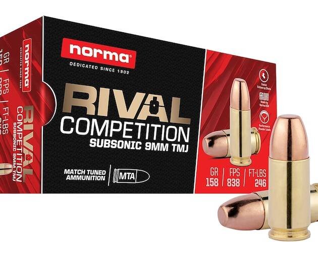 Norma Rival Competition 9mm Luger Ammo 158 Grain Total Metal Jacket Box of 1000