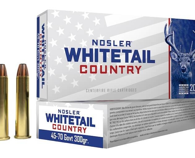 Nosler Whitetail Country 45-70 Government Ammo 300 Grain Straight Wall Jacketed Soft Point Box of 500