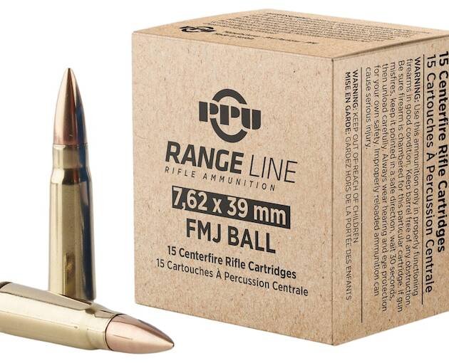 PPU Range 7.62x39mm Ammo 124 Grain Full Metal Jacket Box of 1000