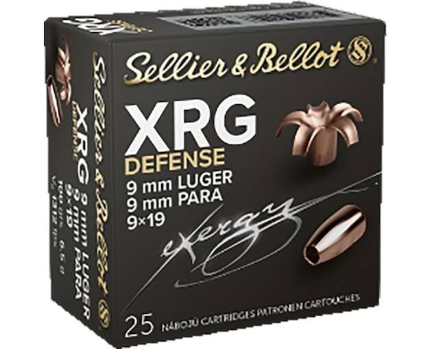 Sellier & Bellot XRG Defense 9mm Luger Ammo 100 Grain Solid Hollow Point Lead Free Box of 1000