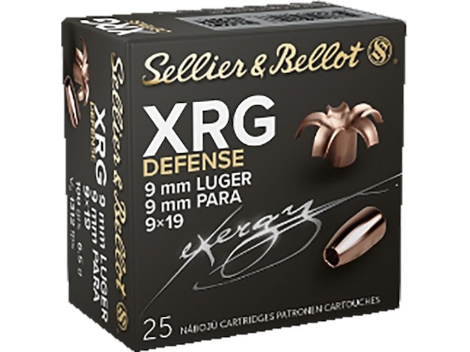 Sellier & Bellot XRG Defense 9mm Luger Ammo 100 Grain Solid Hollow Point Lead Free Box of 1000