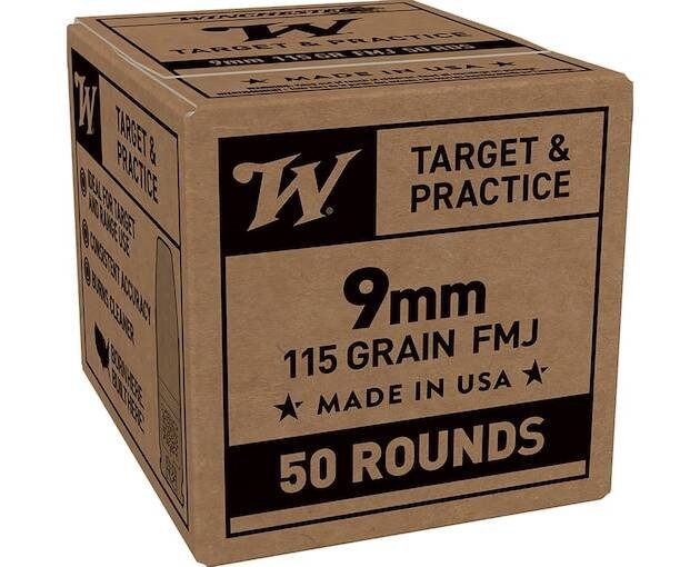 Winchester Service Grade Target & Practice 9mm Luger Ammo 115 Grain Full Metal Jacket Box of 1000