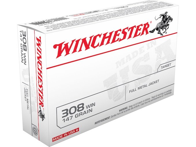 Winchester White Box USA 308 Winchester Ammo 147 Grain Full Metal Jacket Box of 500