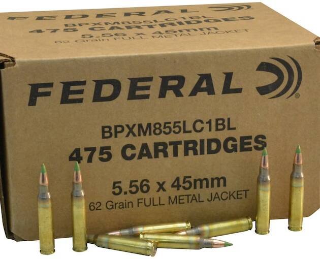 Federal Ammunition 5.56x45mm NATO 62 Grain XM855 SS109 Penetrator Full Metal Jacket Boat Tail