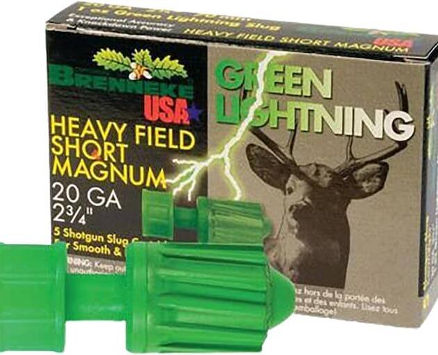 Brenneke Green Lightning Heavy Field Short Magnum 20 Gauge Rifled Slug