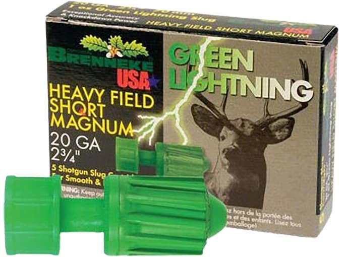 Brenneke Green Lightning Heavy Field Short Magnum 20 Gauge Rifled Slug