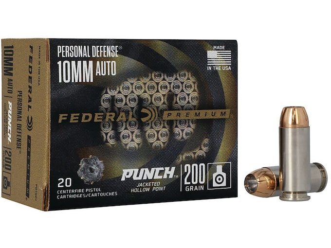 Federal Personal Defense Punch 10mm Auto Ammo 200 Grain Jacketed Hollow Point
