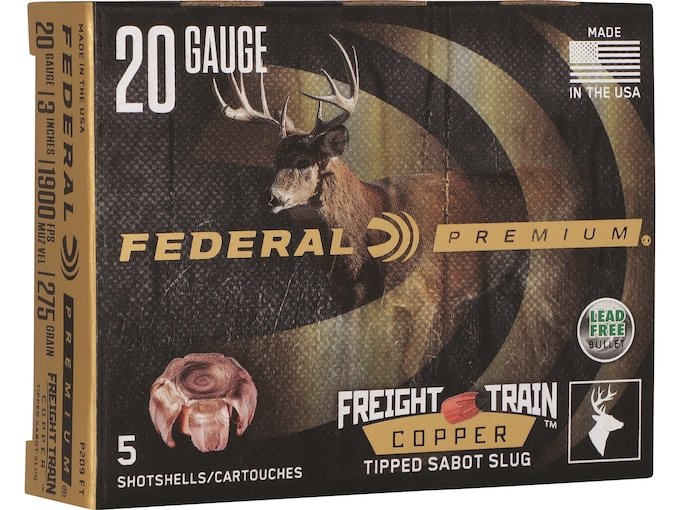 Federal Premium Freight Train 20 Gauge Copper Tipped Sabot Slug Ammo Lead Free