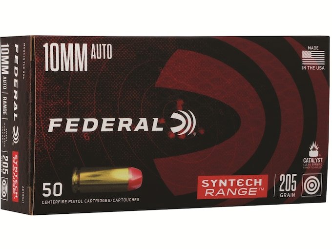 Federal Syntech Range 10mm Auto Ammo 205 Grain Federal TSJ Total Synthetic Jacket (TSJ)