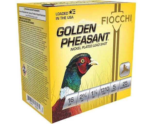 Fiocchi Golden Pheasant 16 Gauge Nickel Plated Lead Ammo