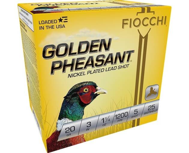 Fiocchi Golden Pheasant 20 Gauge Nickel Plated Lead Ammo