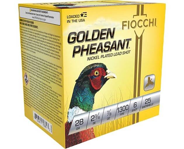 Fiocchi Golden Pheasant 28 Gauge Nickel Plated Lead Ammo
